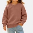 thumbnail image 2 of WAVSUF Girls Raglan Sweatshirt, Loose Fit Long Sleeve Crew Neck Fall Warm Solid Pullover Brown 2, 2 of 5
