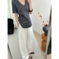 thumbnail image 2 of Pantalon Grand en Lin Été Ample Polyvalent à Cordon Droit Blanc Décontracté Mode Coréenne, 2 of 5