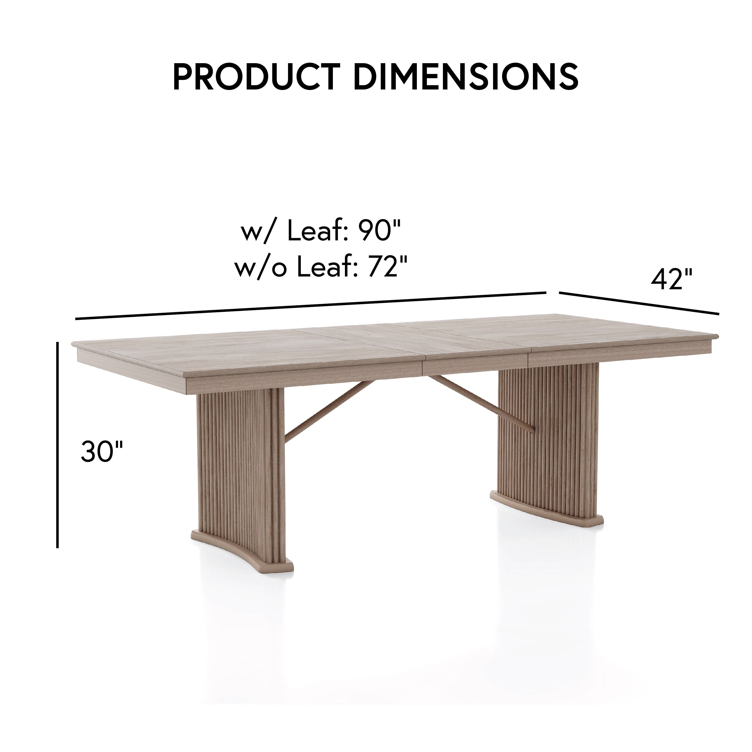Furniture of America Flin Extendable Solid Wood 90-inch Dining Table, Natural Ash