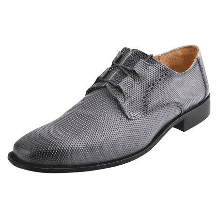 LIBERTYZENO Men s Classic Formal Oxford Shoes Lace up Leather Dress Shoes  Gray