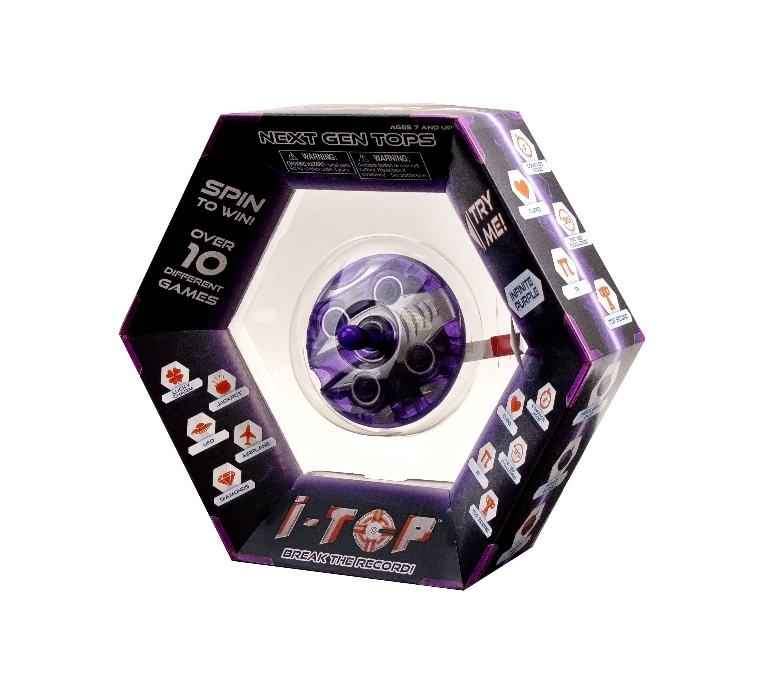 Goliath iTop Infinite Purple - High-Tech Plastic Top Has LEDs That Count  the Spins