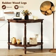 thumbnail image 2 of Resenkos 42-Inch Half Moon Console Table - Built-In Shelf & Rubber Wood Legs, Curved Design for Entryways & Living Spaces, Light Espresso, 2 of 8