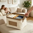 thumbnail image 5 of Foldable Storage Basket with Handles - Large Cloth Organizer for Nursery, Bedroom, Living Room - Lightweight Woven Bins for Toys, Clothes, and Blankets Multicolor B, 5 of 6