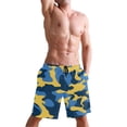 thumbnail image 5 of Dailycode Men's Quick Dry Swim Trunks Beach Shorts Casual Summer Board Shorts with Pockets, Blue and Yellow Camouflage, 5 of 8