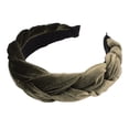 thumbnail image 1 of XASZHN Textured Braided Velvet Wide Headband for Women Solid Color Hair Accessory with Ribbon Detail Green_001 One Size, 1 of 5