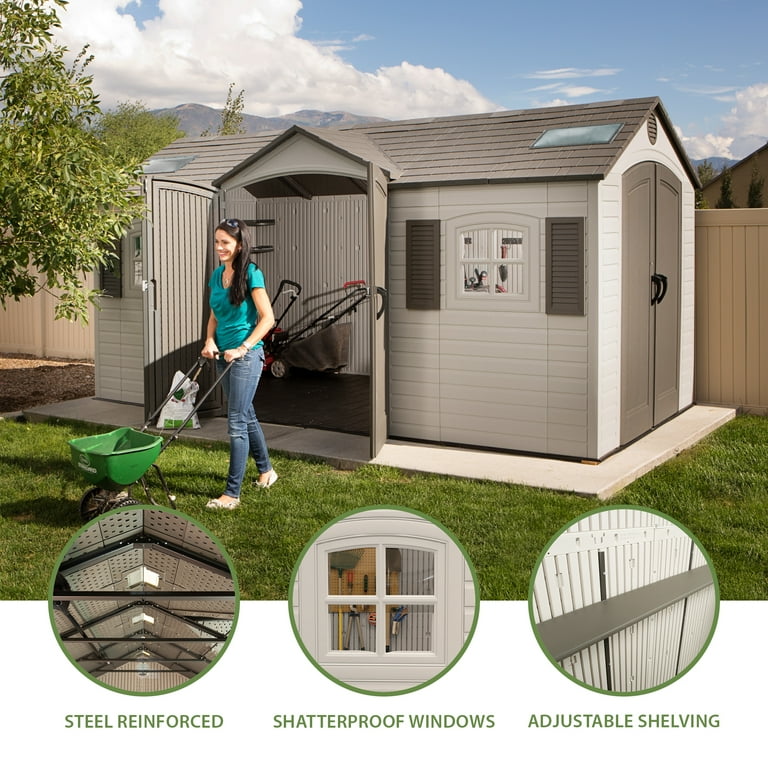 Lifetime Outdoor Utility Garden Polyethylene Storage Shed, 15x8 ft