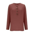 thumbnail image 4 of Ounisa Women's Long Sleeve T-Shirts Crew Neck Buttons Cute Casual Tunic Tops Basic Tees Blouses Loose Fit Pullover 2025, 4 of 6