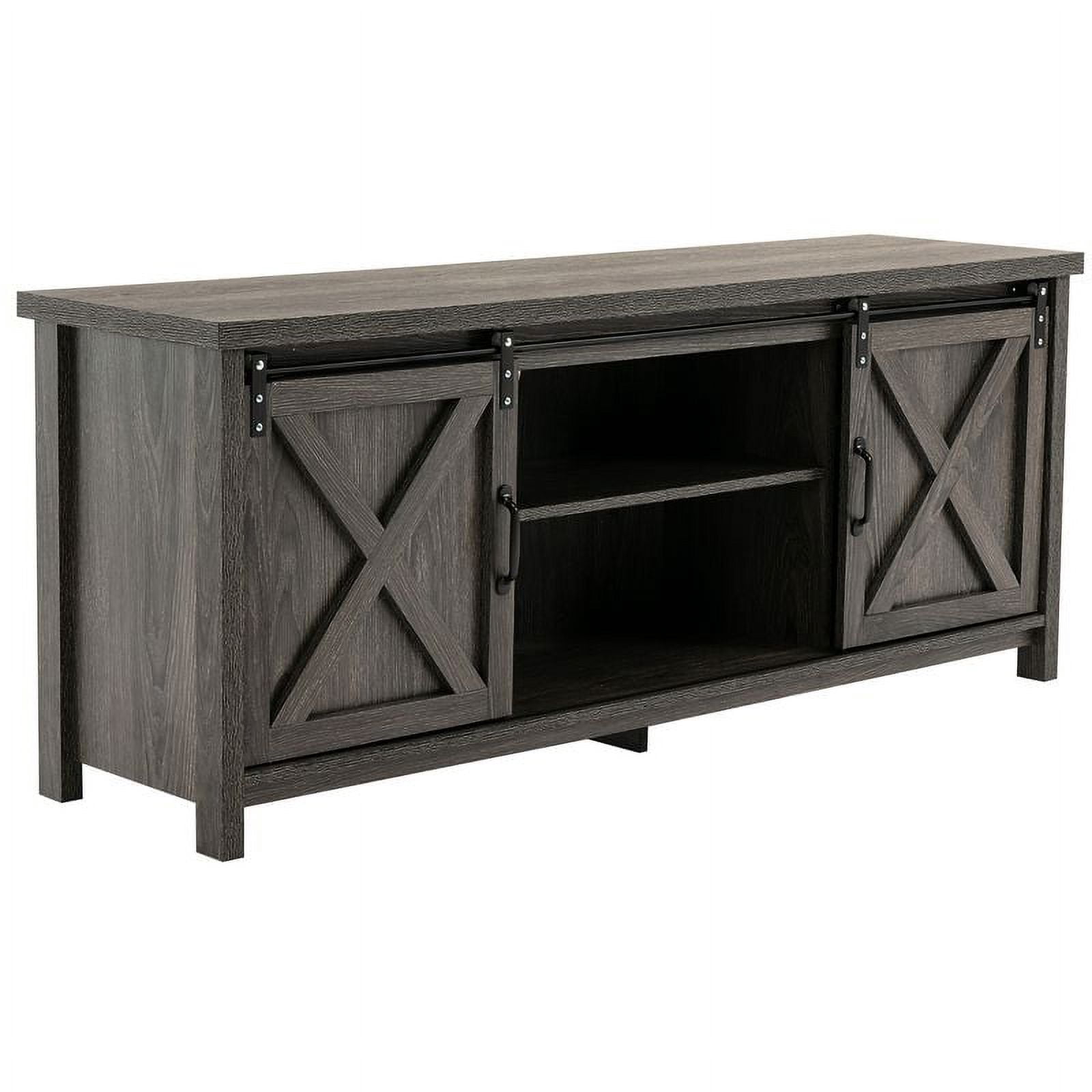 Yaoping 58" Farmhouse Sliding Barn Door TV Stand for TVs Up to 65" Television Cabinet(Dark gray)