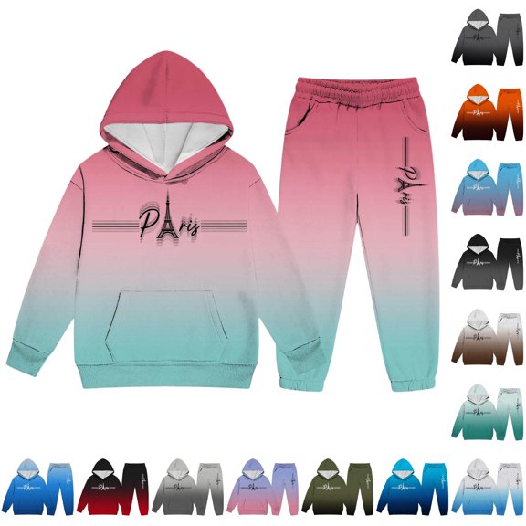 RMGVDSD Boys Hoodie Pants Set Letter Print Hooded Sweatshirts Sweatpants Suit Fall Clothing Set 2 Piece Kids Casual Jogger Tracksuit Sets 3-4 Years