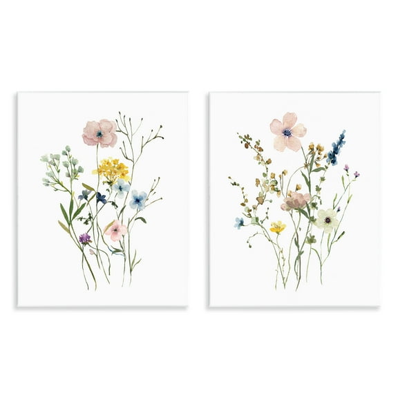 Stupell Industries Artfully Arranged Wildflowers Plants & Flowers Painting Unframed Art Print Wall Art, 11 x 14, Set of 2