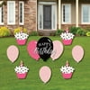 Big Dot of Happiness Chic Happy Birthday - Pink, Black and Gold - Yard Sign and Outdoor Lawn Decorations - Happy Birthday Party Yard Signs - Set of 8