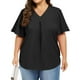 thumbnail image 5 of Karight Womens Plus Size Tops Short Sleeve V Neck Tunic Casual Loose Fit Summer Shirt Pleated Curve Hem Side Split Blouses, 5 of 7