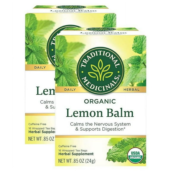 Traditional Medicinals Organic Lemon Balm Herbal Tea, Calming and Supports Digestion (16 Count (Pack of 2))