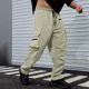 thumbnail image 1 of Pantalones largos para hombre, casuales, de moda, de color sólido, con cordón, cintura elástica y bolsillos., 1 of 8