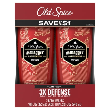 Old Spice Swagger Body Wash, 16 fl oz Each, Pack of 2