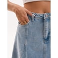 thumbnail image 5 of DARING DIVA Women's Denim A Line Flared Raw Hem Jean Skirts Small Light Gary Blue, 5 of 7