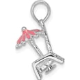 thumbnail image 2 of Sterling Silver Polished 3D Enameled Beach Chair Pendant(Length 19.67) - Jbsp, 2 of 5