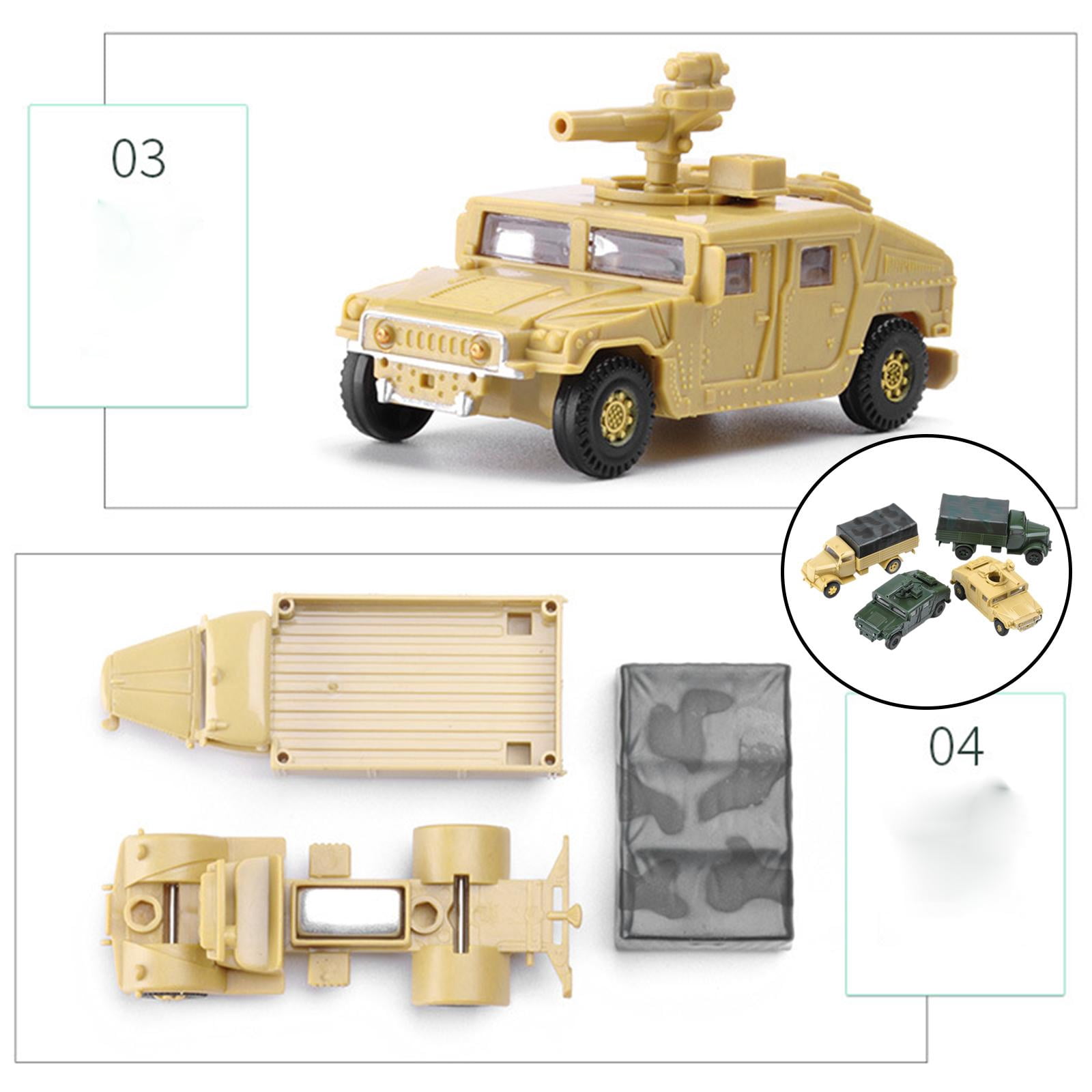JWQFBC Set of 4 1/72 4D Assemble Truck Micro Landscape Building Kit Educational Toy Sand Table Toy Vehicle Model Toy Plastic