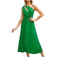 thumbnail image 1 of Bowake Robe Longue d'Été pour Femmes Couleur Unie Découpée Sans Manches Taille Haute Ligne A Fluide Formelle Soirée Midi, 1 of 7