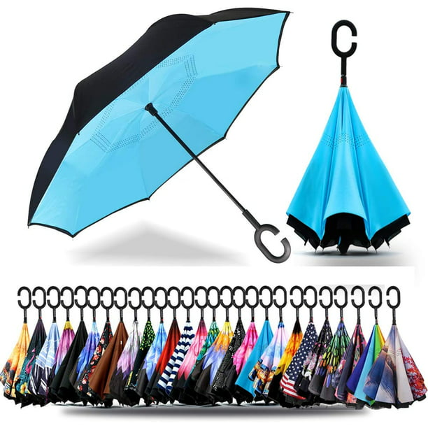 Spar. Saa Double Layer Inverted Umbrella with C-Shaped Handle, Anti-UV  Waterproof Windproof Straight Umbrella for Car Rain Outdoor Use -  Walmart.com