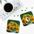 thumbnail image 5 of Bingfone Vintage Sunflowers In Bucket Leather Drinks Coasters With Set Of 6,Suitable For Home Kitchen,Coffee Cup Coasters Home Gift, 5 of 9