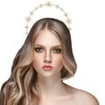 thumbnail image 2 of Diadema de doble capa con halo de moda, diadema con estrella de sol, diadema barroca con diamantes, para novias, pasarela y actuación, 2 of 5