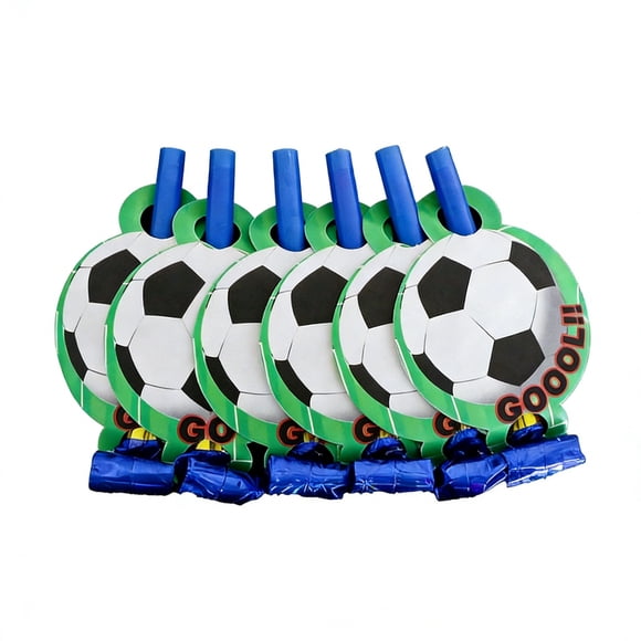 6 Pack Soccer Party Blowers Noise Makers With Football Design, Birthday Party Favors For Kids, Sports Theme Celebration Supplies, Reusable Stadium Cheering Accessories Fo
