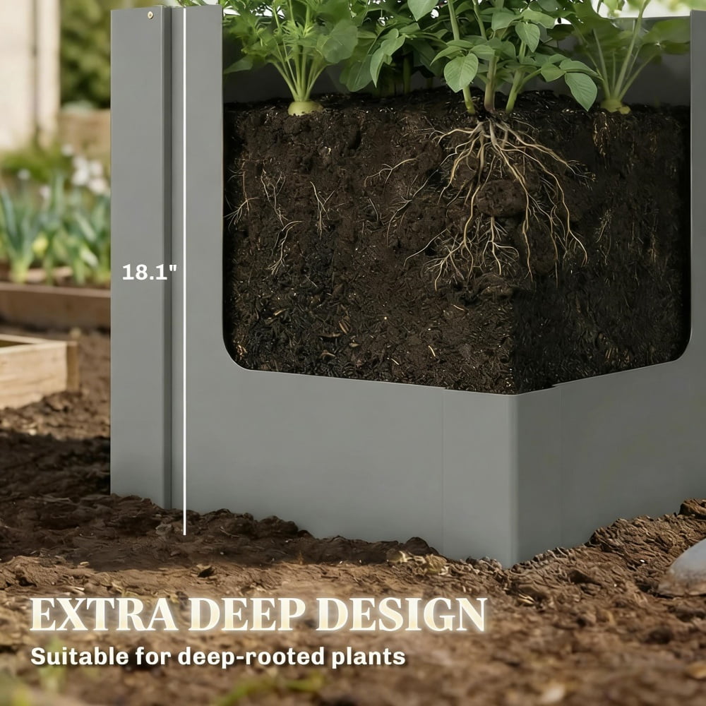 40" 6-Tier Rock Outdoor Water Fountain Gray Resin Fountain with Warm LED Lights for Patio Garden Balcony