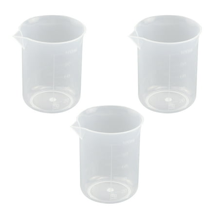 

LC LICTOP 3Pcs Plastic Graduated Beaker Cups Transparent Measuring Cups Liquid Cup Container Science Experiments 100ml