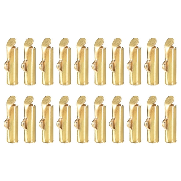 200Pack Slide on End Clasps, 10mm Tube Ball Bead Slider Crimp Ends, Light Golden