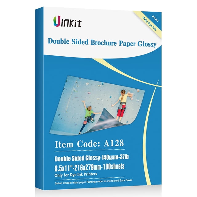 Kit de papel para folletos, satinado, doble cara, 8,5 x 11, 140 g/m², 100 unidades