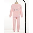 thumbnail image 3 of Fldy Toddler Boys Girls Warm Outfit Casual Sleepwear Long Sleeve Nightwear Loungewear 2 Piece Pajama Pink Cat 120/XXL/14, 3 of 7