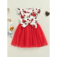 thumbnail image 2 of TSEXIEFOOFU Toddler Girls Dress, Round Neck Fly Sleeve Printed Patchwork Mesh Tulle Hem Dresses, 2 of 8