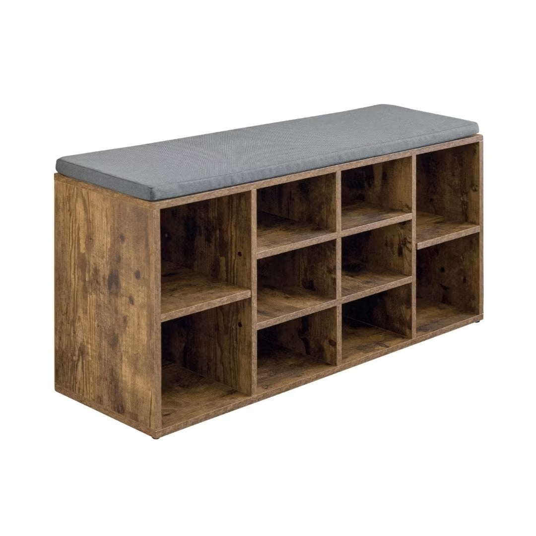 NiamVelo 3-Tier Shoe Bench Shoe Rack with 10 Compartments for Living Room, Brown