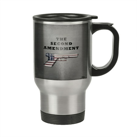 KuzmarK Insulated Stainless Steel Travel Mug 14 oz. - Second Amendment American Flag (Best Stainless Steel Handguns)
