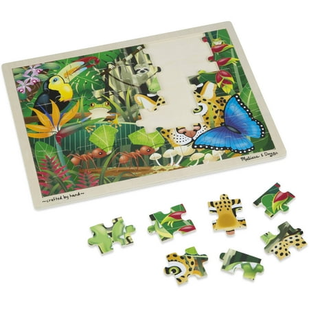 Enchanted Forest Jigsaw Puzzle - Melissa & Doug Rainforest Wooden Jigsaw Puzzle With Storage Tray (48 pcs)