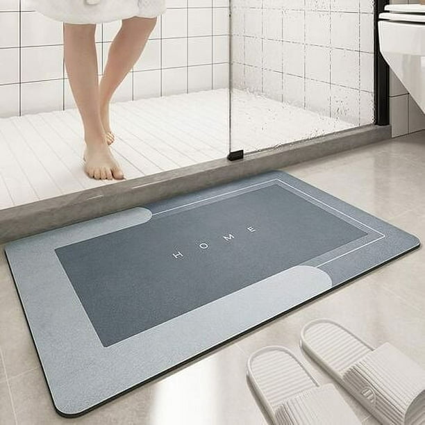 Alfombra de baño rectangular azul, alfombra de suelo súper absorbente de 40x60 cm, alfombra de baño de secado rápido, alfombra de sala de estar súper absorbente grande, parte inferior de goma