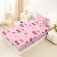thumbnail image 4 of Erosebridal Girls Cute Cherry Bow Twin Sheet Sets 3pcs,Kids Teens Kawaii Groovy Flowers Bedding,Luxury Bedroom Decor, 4 of 5
