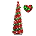 thumbnail image 1 of Árbol de Navidad XBA de 5 pies con 90 luces LED, 8 modos, oropel rojo/verde, 1 of 8