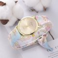 thumbnail image 3 of LVPAI Moda Casual Impresión Tela Vendaje Gato Rhinestones Mujer Reloj De Cuarzo Blanco, 3 of 6