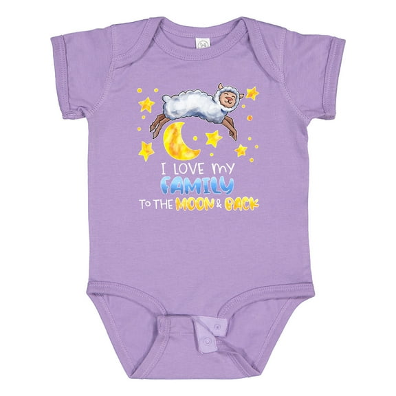 Inktastic I Love My Family to the Moon and Back Cute Sheep Boys or Girls Baby Bodysuit