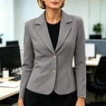 thumbnail image 6 of IUYRTFE Women Double Button Lapel Blazer Long Sleeve Slim Fit Casual Business Suit Jacket, 6 of 9