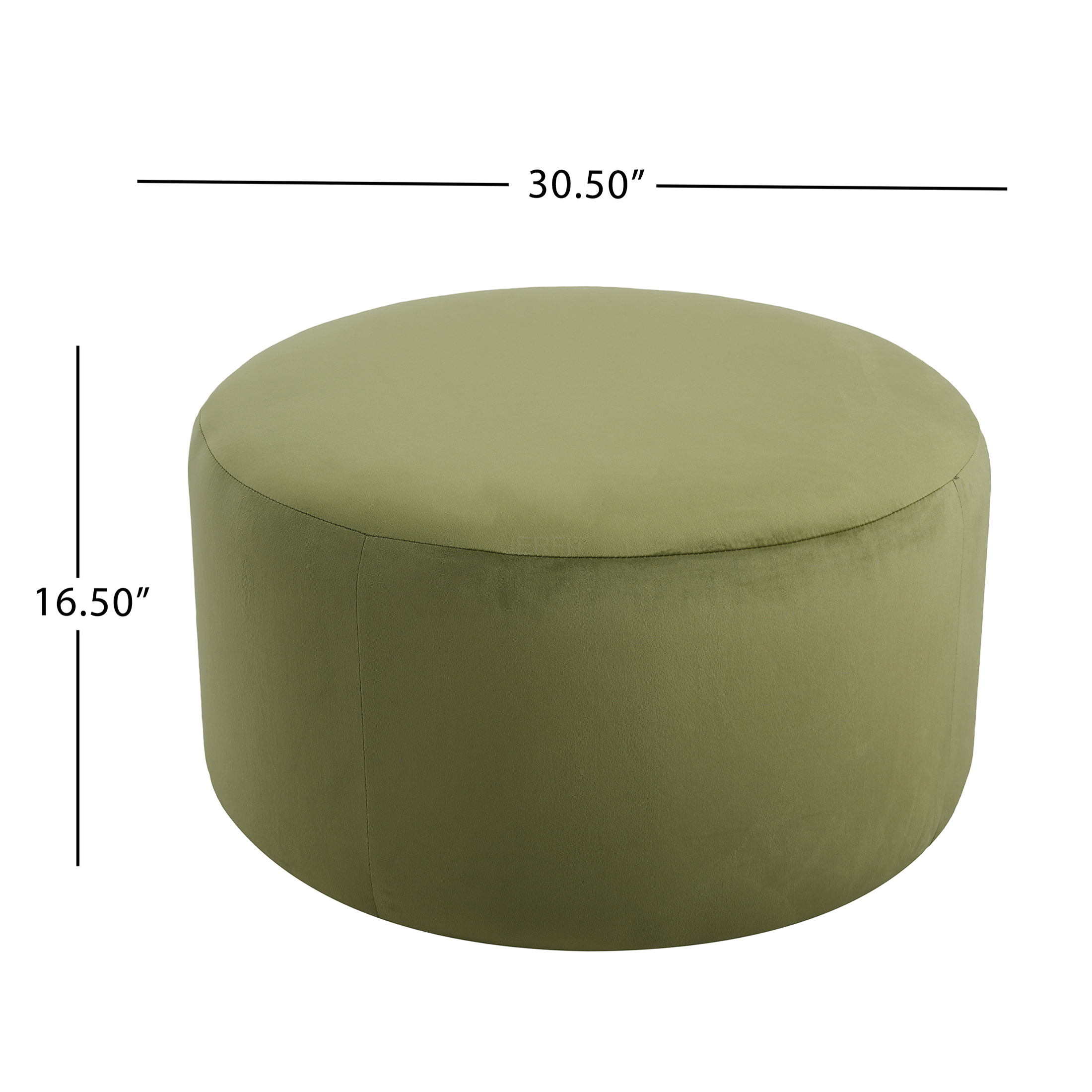 JERFIT Round Velvet Ottoman Pouf Footrest, Olive Green Velour Tufted Storage Stool for Living Room, Modern Accent Seating