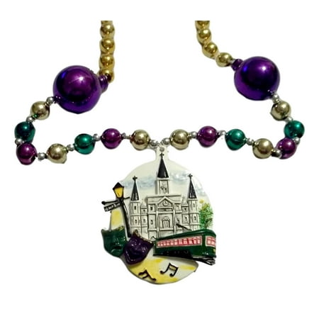 Cathedral, Street Car, Masks, Bourbon St Mardi Gras Beads Party Favor Necklace