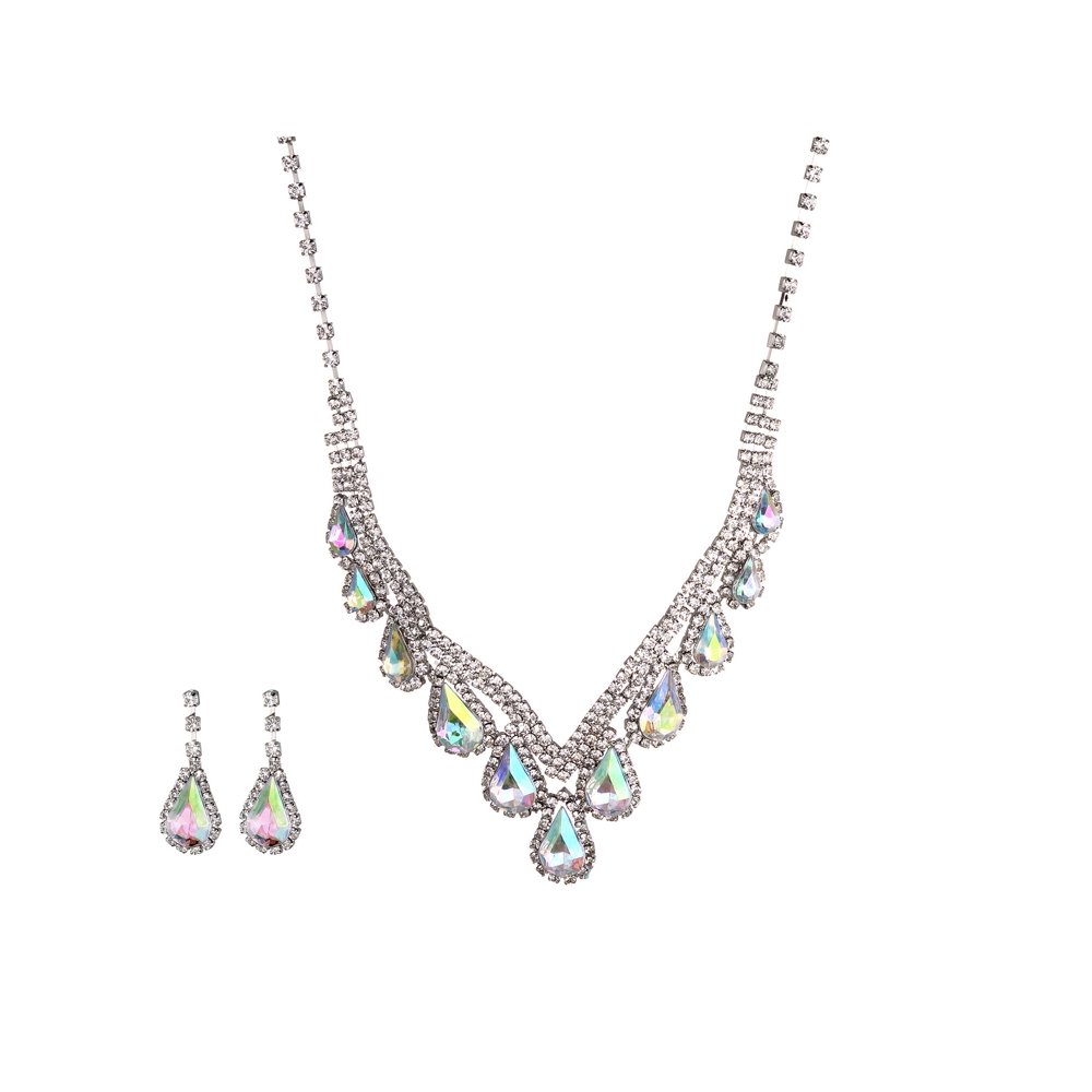 Lux Accessories Lux Accessories Silver Tone Teardrop Crystals