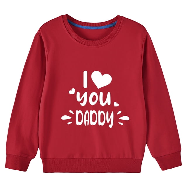 Penkiiy Haut à Manches Longues Imprimé Cœur pour Enfants Garçons Filles 3-4 Ans Rouge