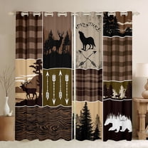 Feelyou Lake House Black Out Curtains, Brown Plaid Curtains Pack of 2 (42x63 Each)