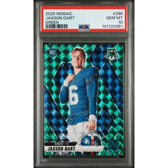 Graded 2025 Panini Mosaic Jaxson Dart #288 Green Rookie RC Football Card PSA 10 Gem Mint