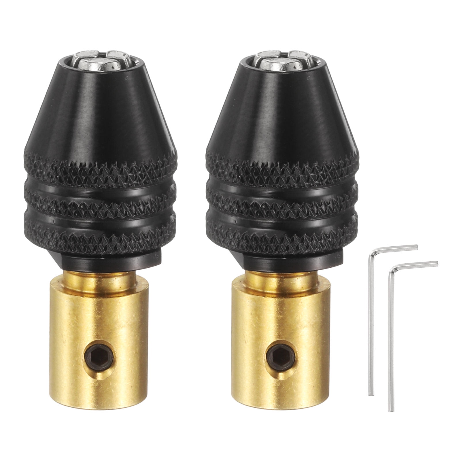 2pcs Keyless Drill Chuck 9mm Round Shank Chuck Conversion Adapter 0.012"-0.13" Quick Change for Round-Shank Cordless Screwdrivers Drills Power, Black