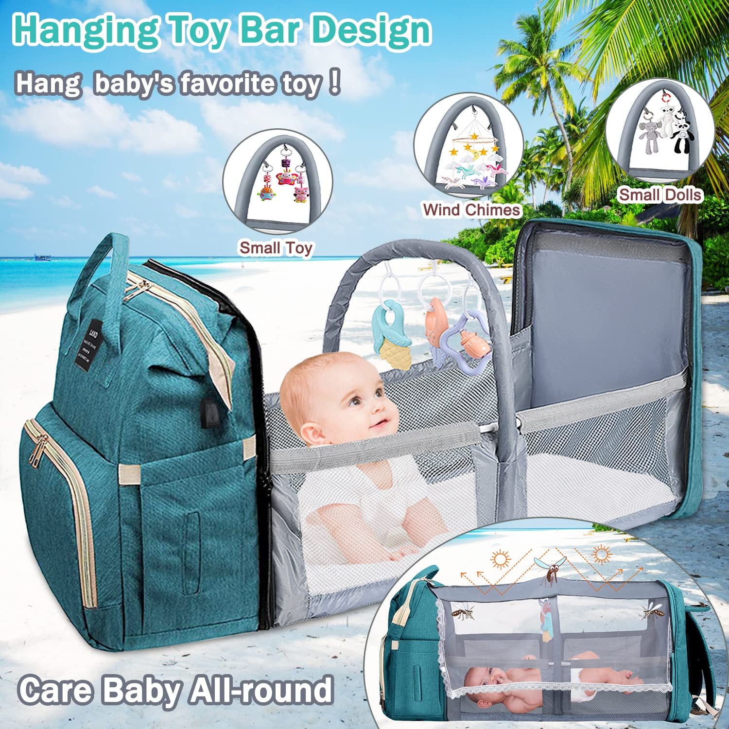 Diaper Bag Backpack, Tntants 6 in 1 Large Diaper Baby Bag with Changing  Station for Boys Girl, Waterproof Baby Diaper Bags for Travel with  Insulated